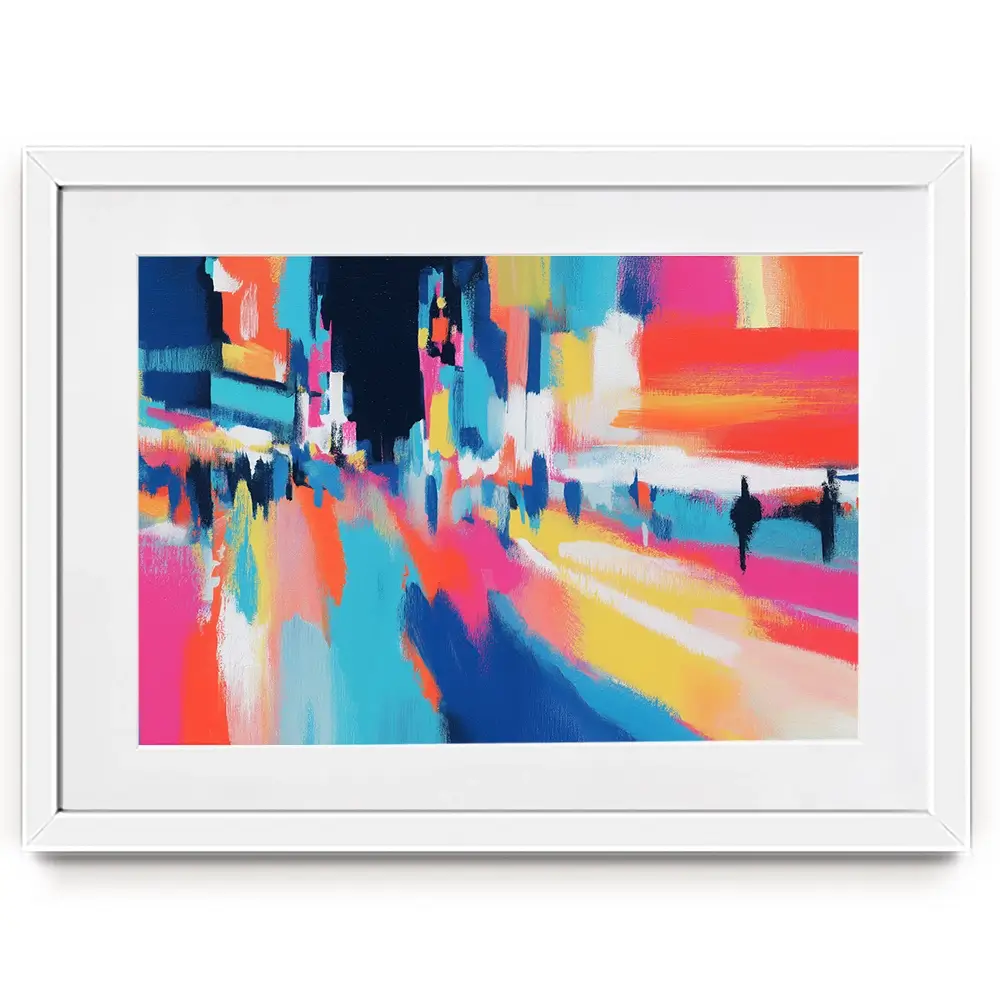 City Lights Blur Framed Art Print City Lights Blur Framed Art Print wall art product Chromatic Storm Studio