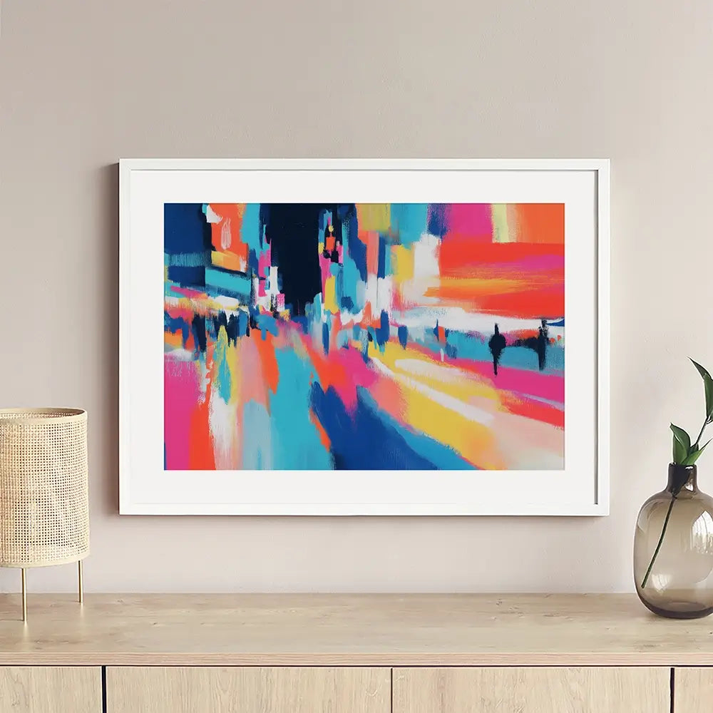 City Lights Blur Framed Art Print City Lights Blur Framed Art Print wall art product Chromatic Storm Studio