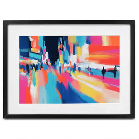 City Lights Blur Framed Art Print City Lights Blur Framed Art Print wall art product Chromatic Storm Studio