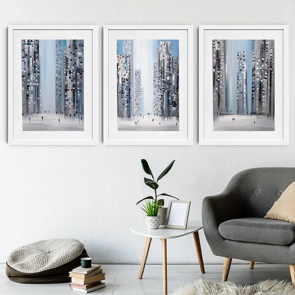 City Pulse Framed Art Print Trio City Pulse Framed Art Print Trio wall art product Ekaterina Ermilkina