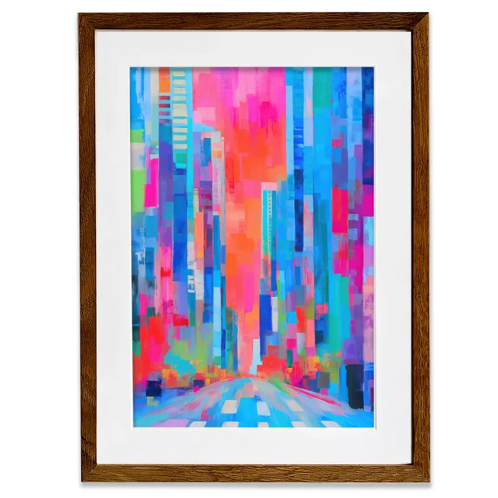 City Sunrise In Colour Framed Art Print City Sunrise In Colour Framed Art Print wall art product Chromatic Storm Studio