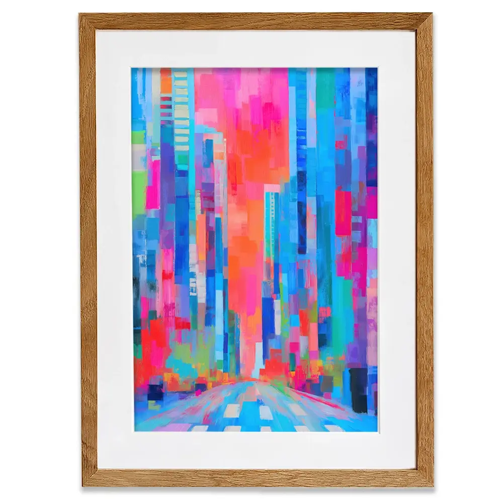City Sunrise In Colour Framed Art Print City Sunrise In Colour Framed Art Print wall art product Chromatic Storm Studio