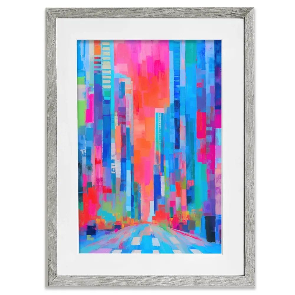 City Sunrise In Colour Framed Art Print City Sunrise In Colour Framed Art Print wall art product Chromatic Storm Studio