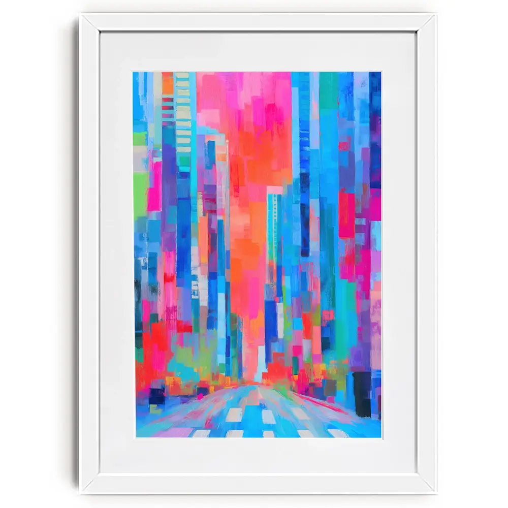 City Sunrise In Colour Framed Art Print City Sunrise In Colour Framed Art Print wall art product Chromatic Storm Studio
