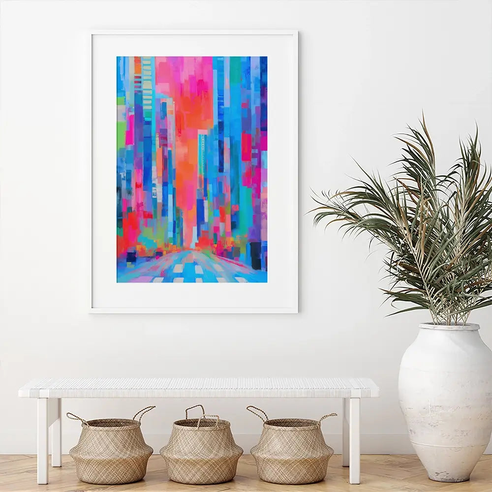 City Sunrise In Colour Framed Art Print City Sunrise In Colour Framed Art Print wall art product Chromatic Storm Studio
