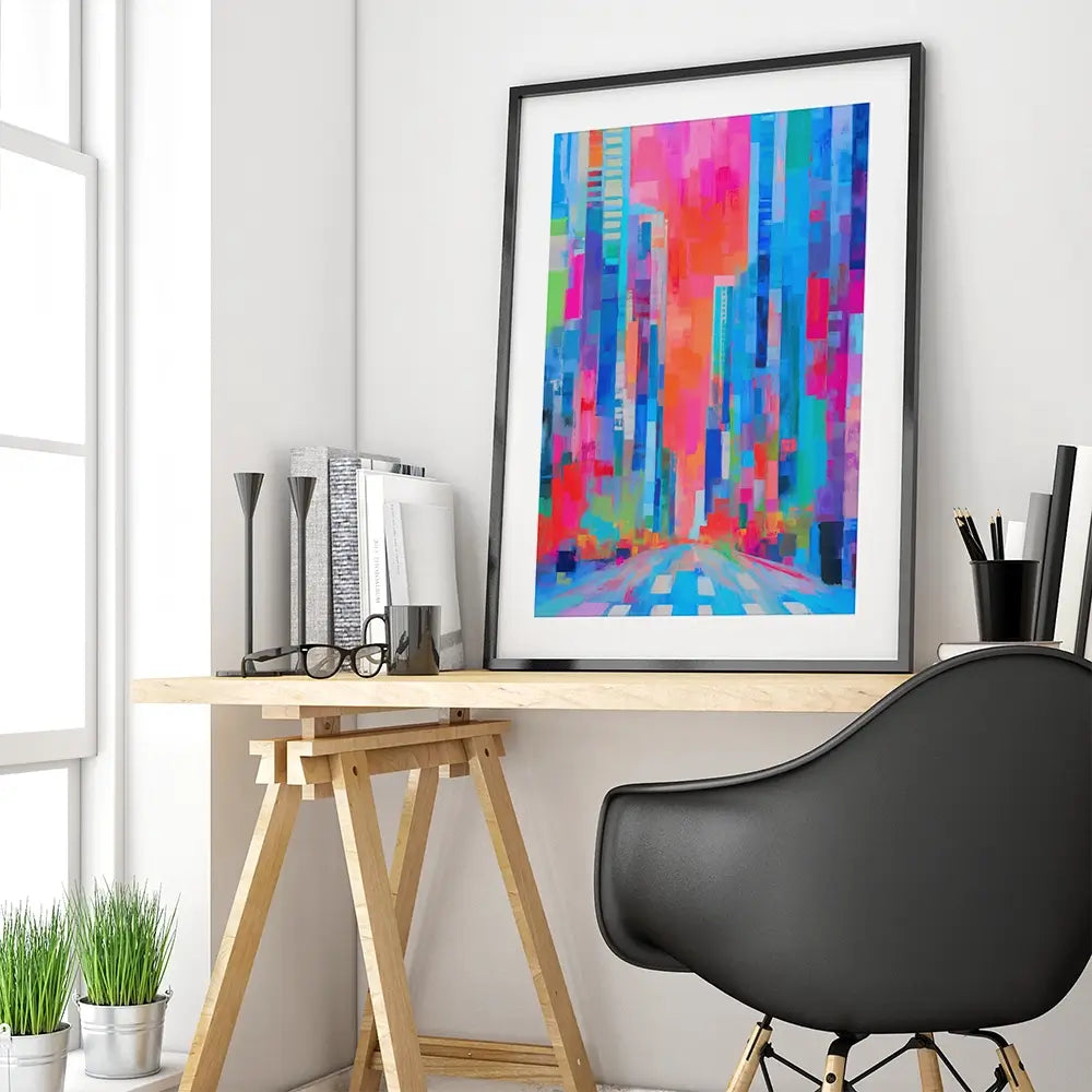 City Sunrise In Colour Framed Art Print City Sunrise In Colour Framed Art Print wall art product Chromatic Storm Studio