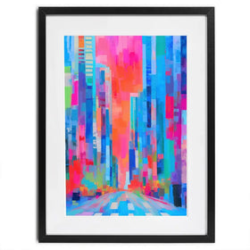 City Sunrise In Colour Framed Art Print City Sunrise In Colour Framed Art Print wall art product Chromatic Storm Studio