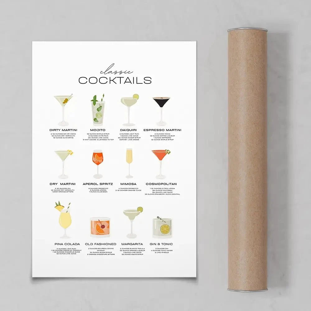 Classic Cocktails Art Print Classic Cocktails Art Print wall art product Art Print Shop