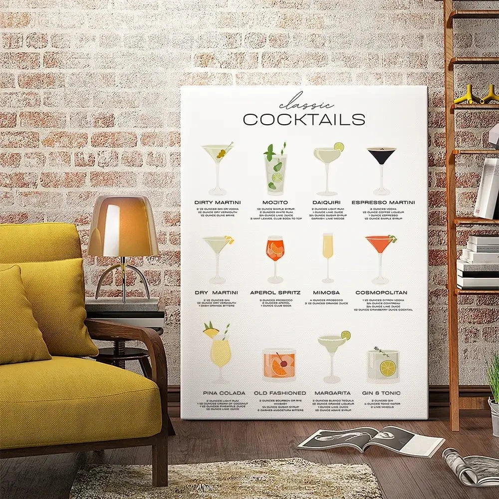 Classic Cocktails Canvas Print Classic Cocktails Canvas Print wall art product Art Print Shop