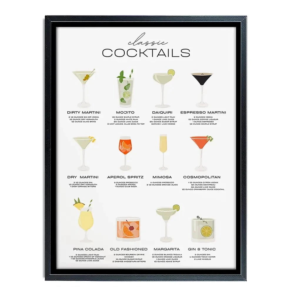 Classic Cocktails Canvas Print Classic Cocktails Canvas Print wall art product Art Print Shop
