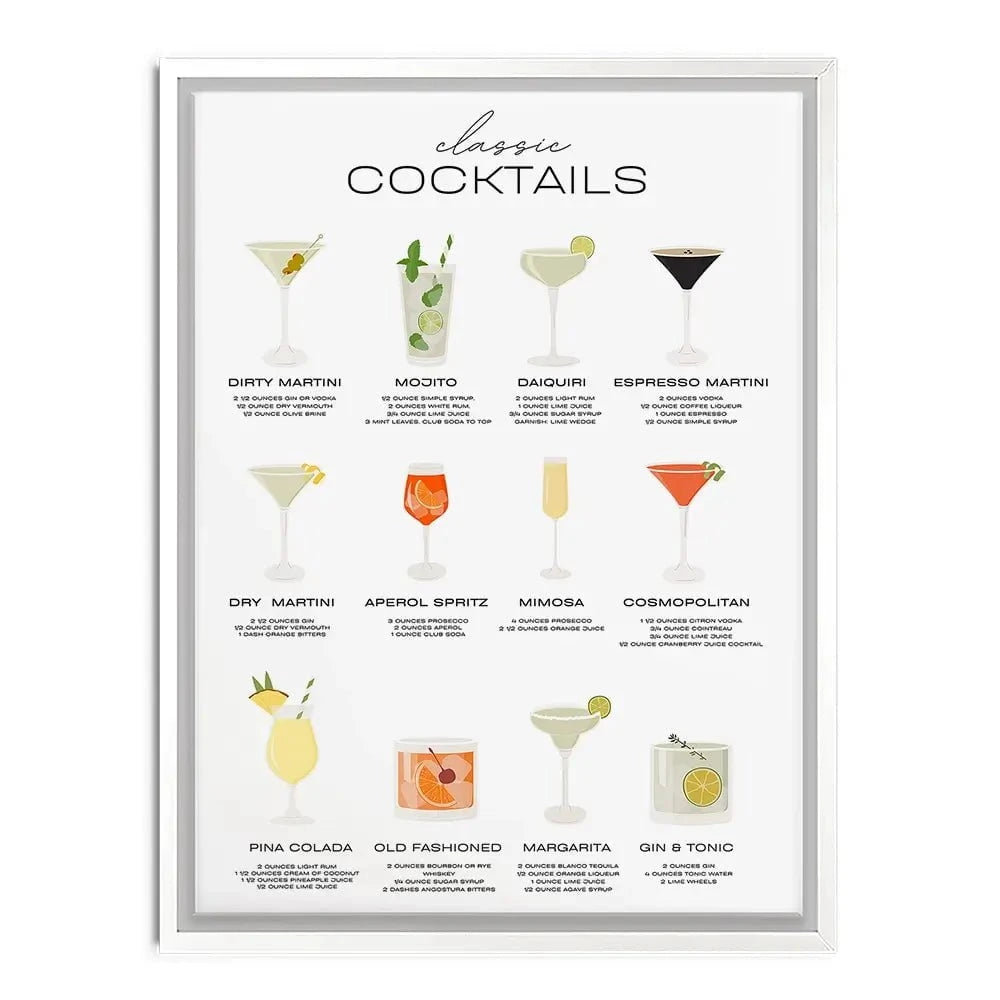 Classic Cocktails Canvas Print Classic Cocktails Canvas Print wall art product Art Print Shop