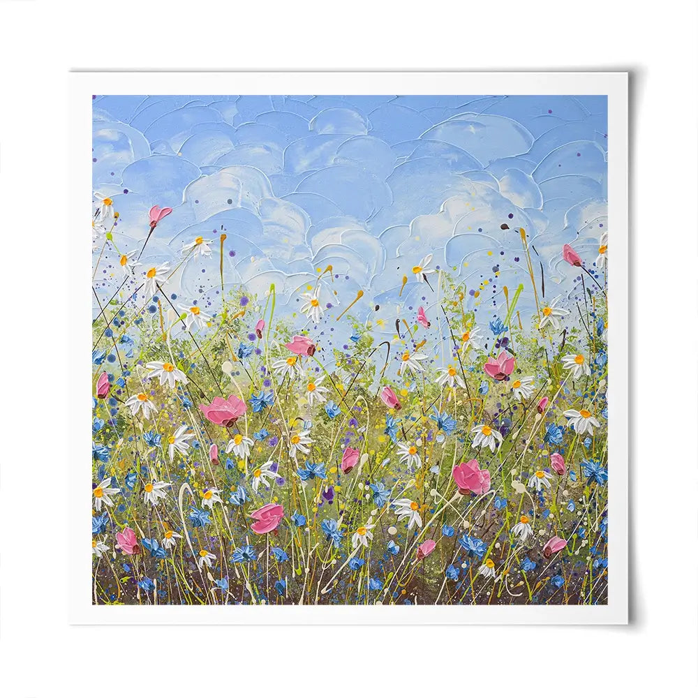 Clouds Over Daisies Square Art Print Clouds Over Daisies Square Art Print wall art product Olga Tkachyk