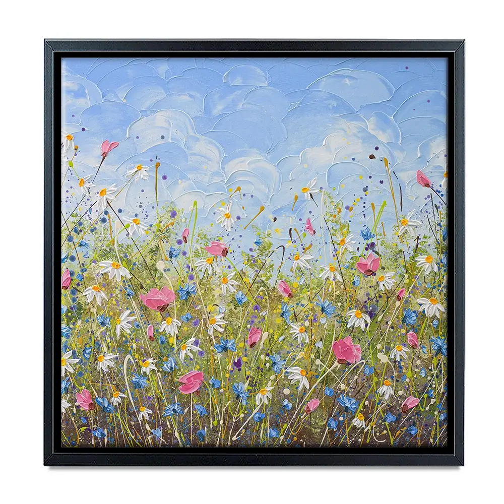 Clouds Over Daisies Square Canvas Print Clouds Over Daisies Square Canvas Print wall art product Olga Tkachyk