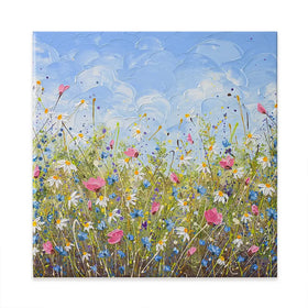 Clouds Over Daisies Square Canvas Print Clouds Over Daisies Square Canvas Print wall art product Olga Tkachyk