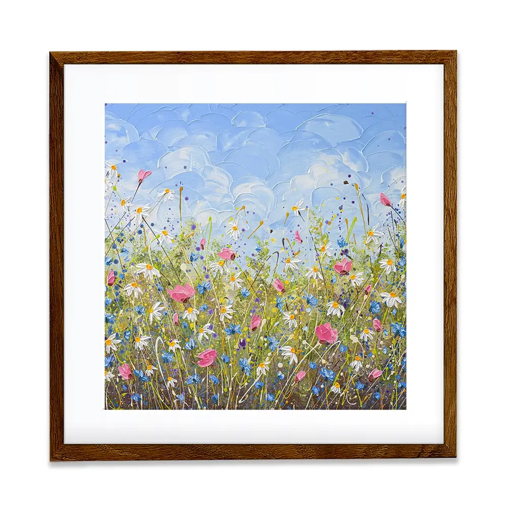 Clouds Over Daisies Square Framed Art Print Clouds Over Daisies Square Framed Art Print wall art product Olga Tkachyk