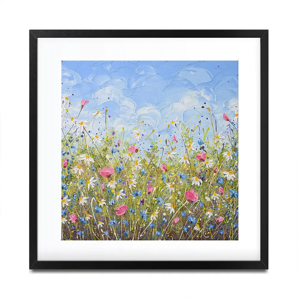 Clouds Over Daisies Square Framed Art Print Clouds Over Daisies Square Framed Art Print wall art product Olga Tkachyk