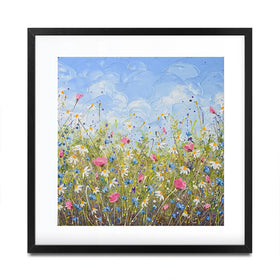 Clouds Over Daisies Square Framed Art Print Clouds Over Daisies Square Framed Art Print wall art product Olga Tkachyk