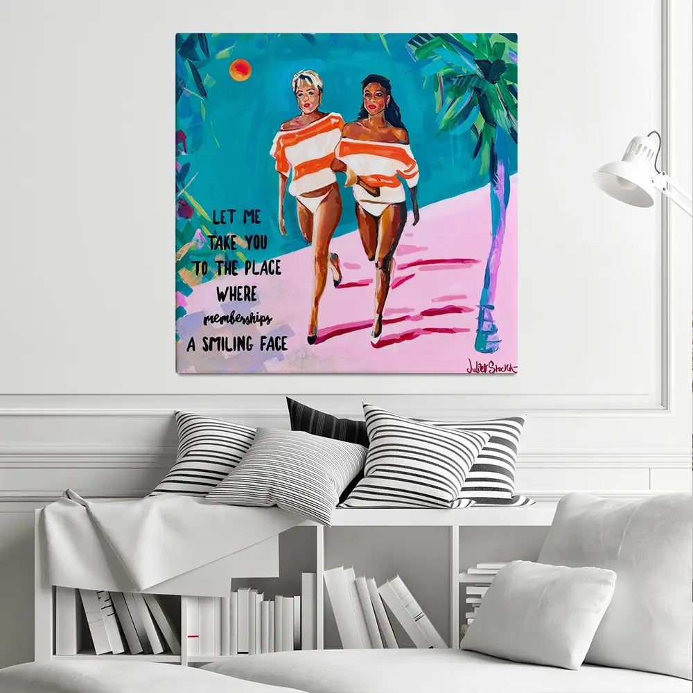 Club Tropicana Square Canvas Print Club Tropicana Square Canvas Print wall art product Juliet Stockton