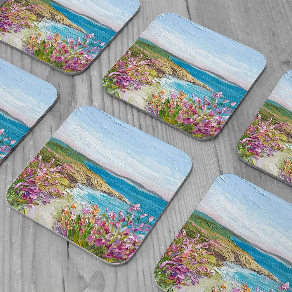Coastal Blooms Coaster Set Coastal Blooms Coaster Set wall art product Olga Tkachyk