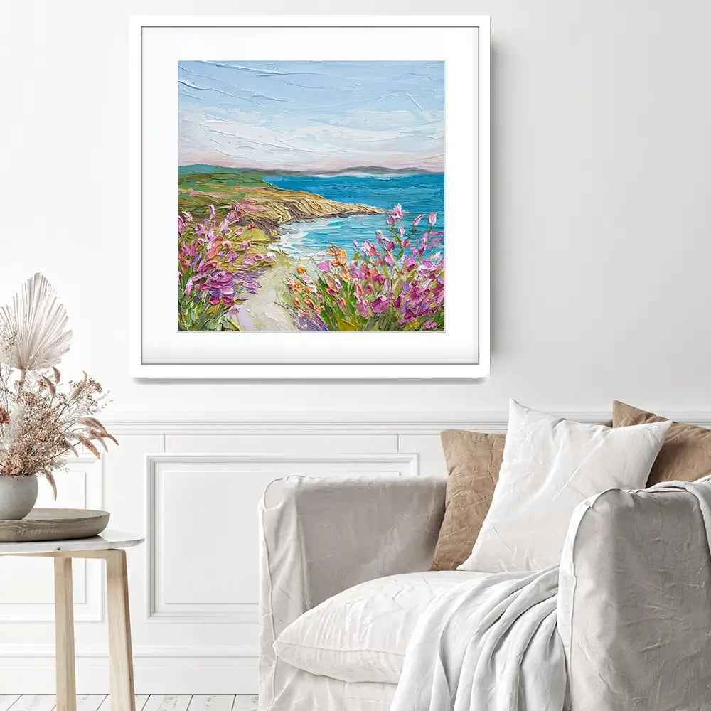 Coastal Blooms Square Framed Art Print Coastal Blooms Square Framed Art Print wall art product Olga Tkachyk