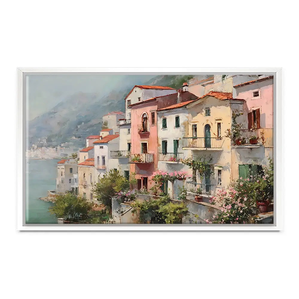 Coastal Italian Village Canvas Print Coastal Italian Village Canvas Print wall art product Art by Özge - Independent