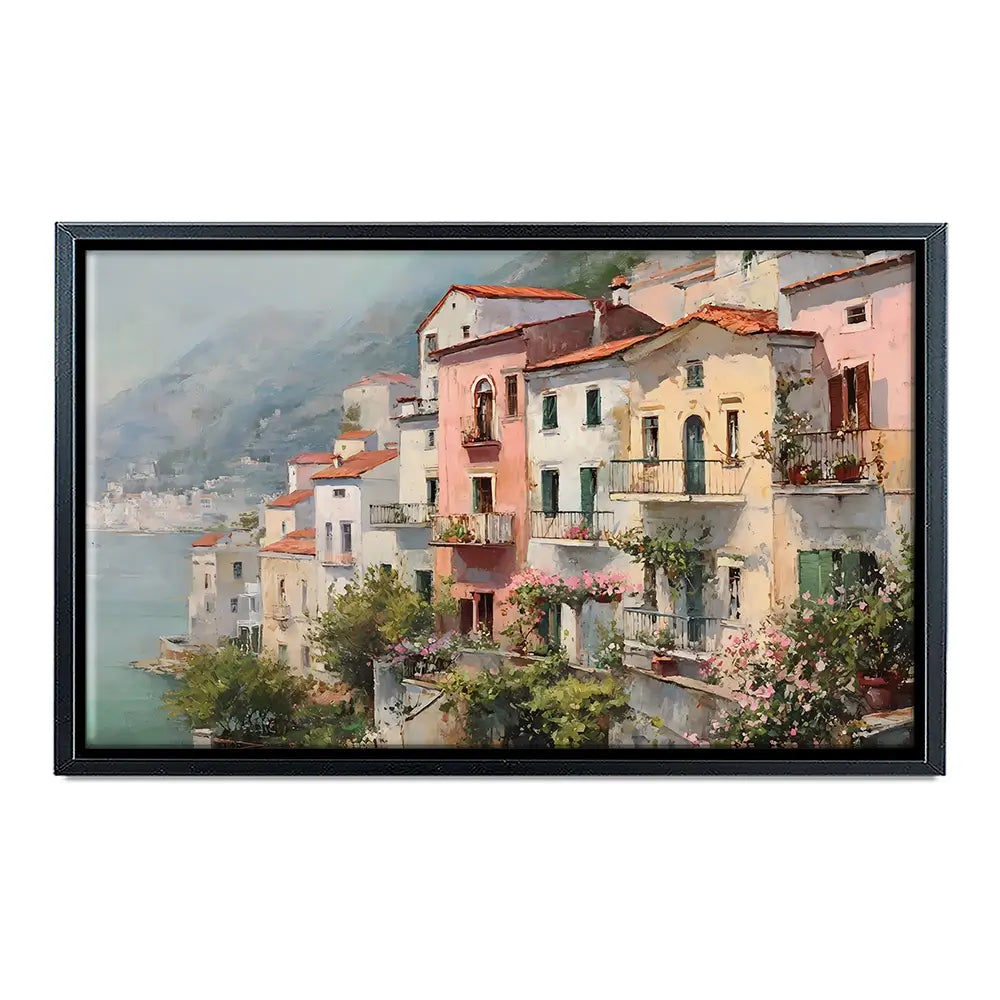 Coastal Italian Village Canvas Print Coastal Italian Village Canvas Print wall art product Art by Özge - Independent