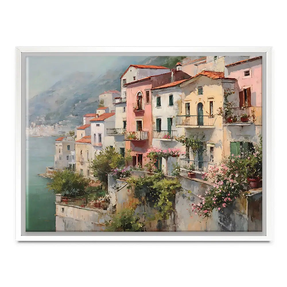 Coastal Italian Village Canvas Print Coastal Italian Village Canvas Print wall art product Art by Özge - Independent