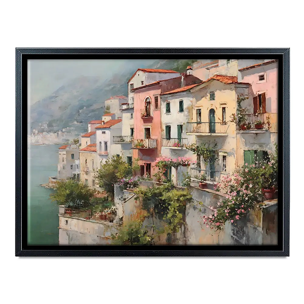 Coastal Italian Village Canvas Print Coastal Italian Village Canvas Print wall art product Art by Özge - Independent