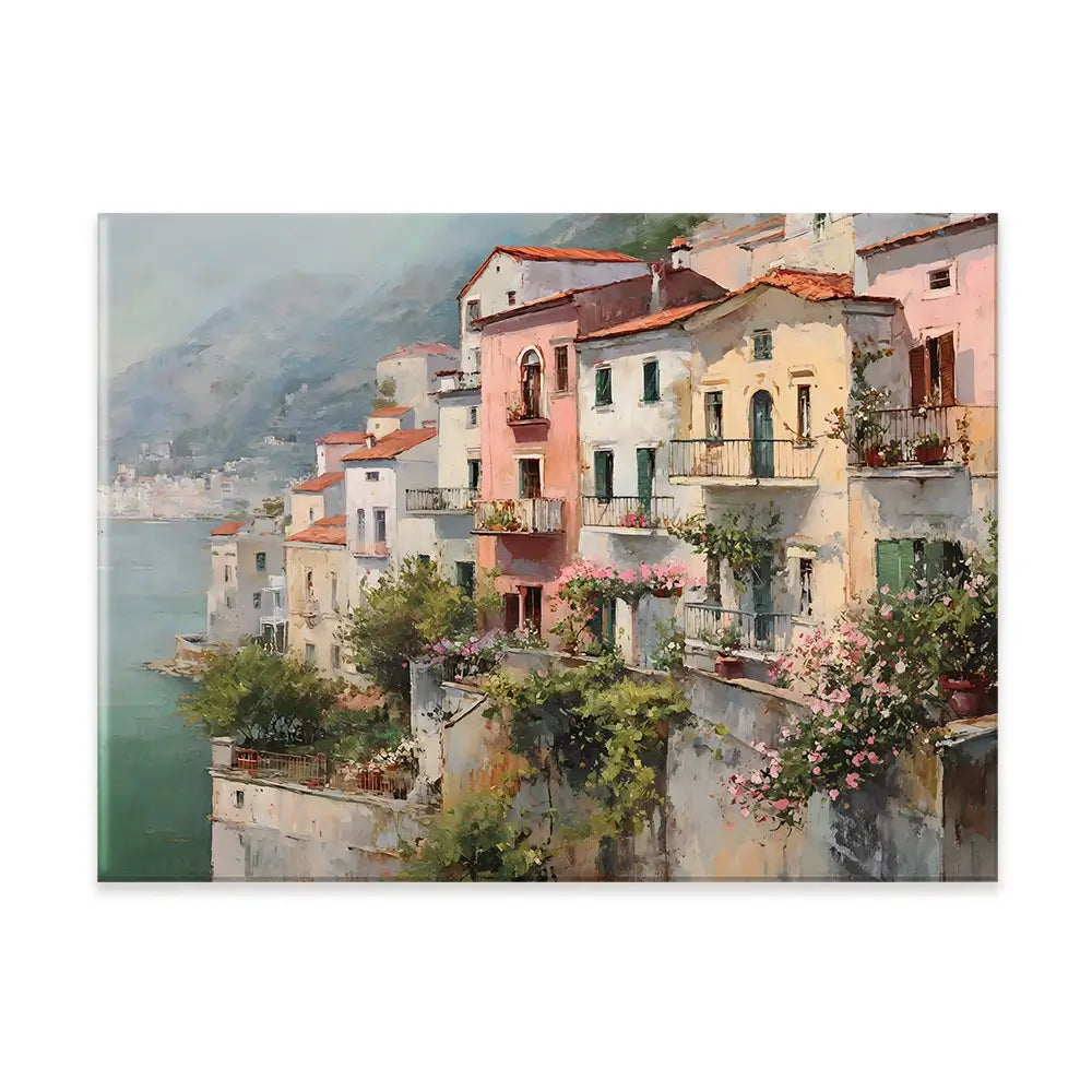 Coastal Italian Village Canvas Print Coastal Italian Village Canvas Print wall art product Art by Özge - Independent