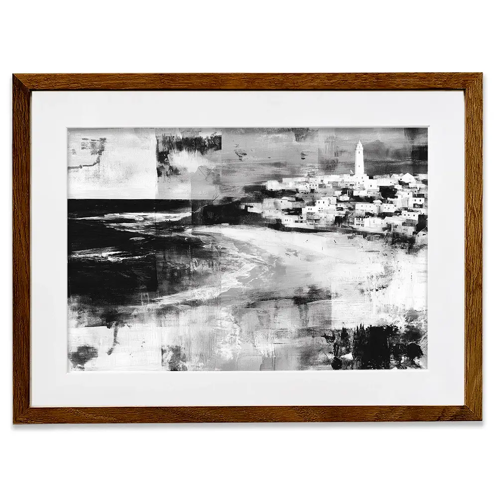 Coastal Lighthouse Town Framed Art Print Coastal Lighthouse Town Framed Art Print wall art product Chromatic Storm Studio