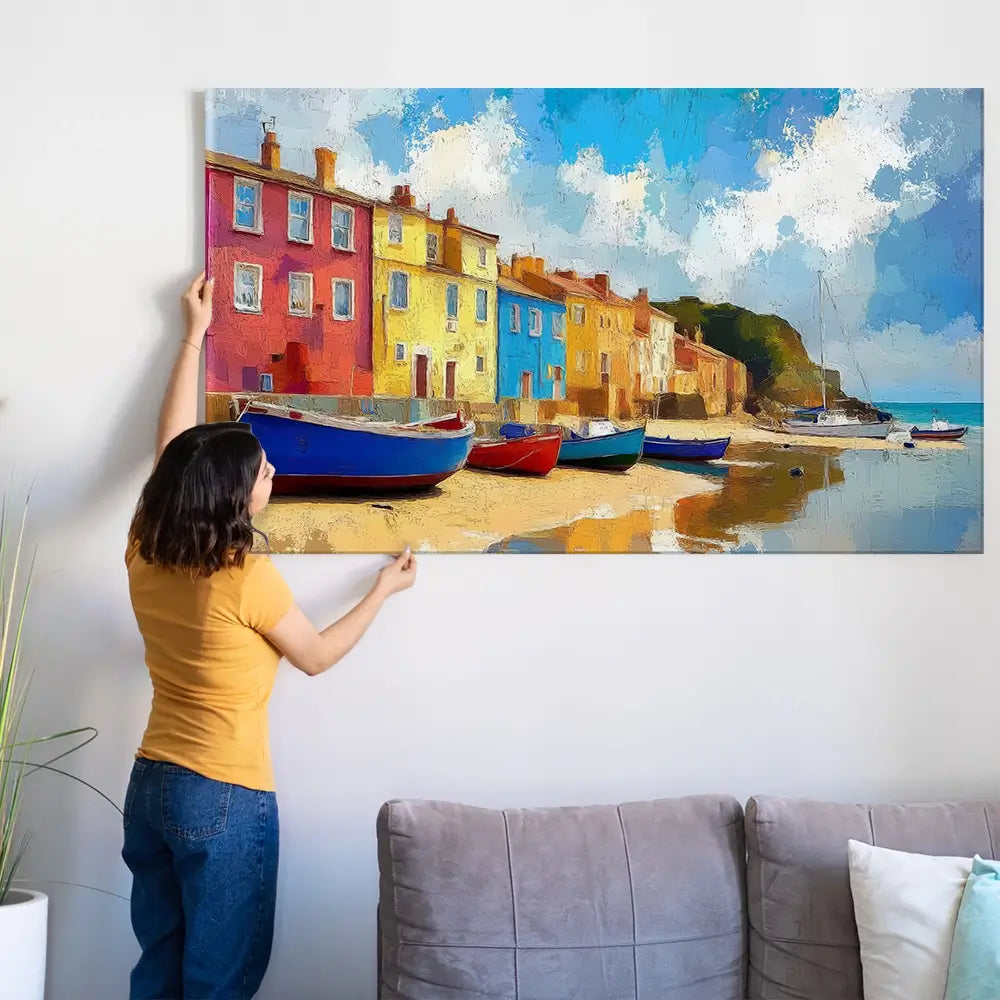 Coastal Town Oversized Canvas Print Coastal Town Oversized Canvas Print wall art product Art Print Shop