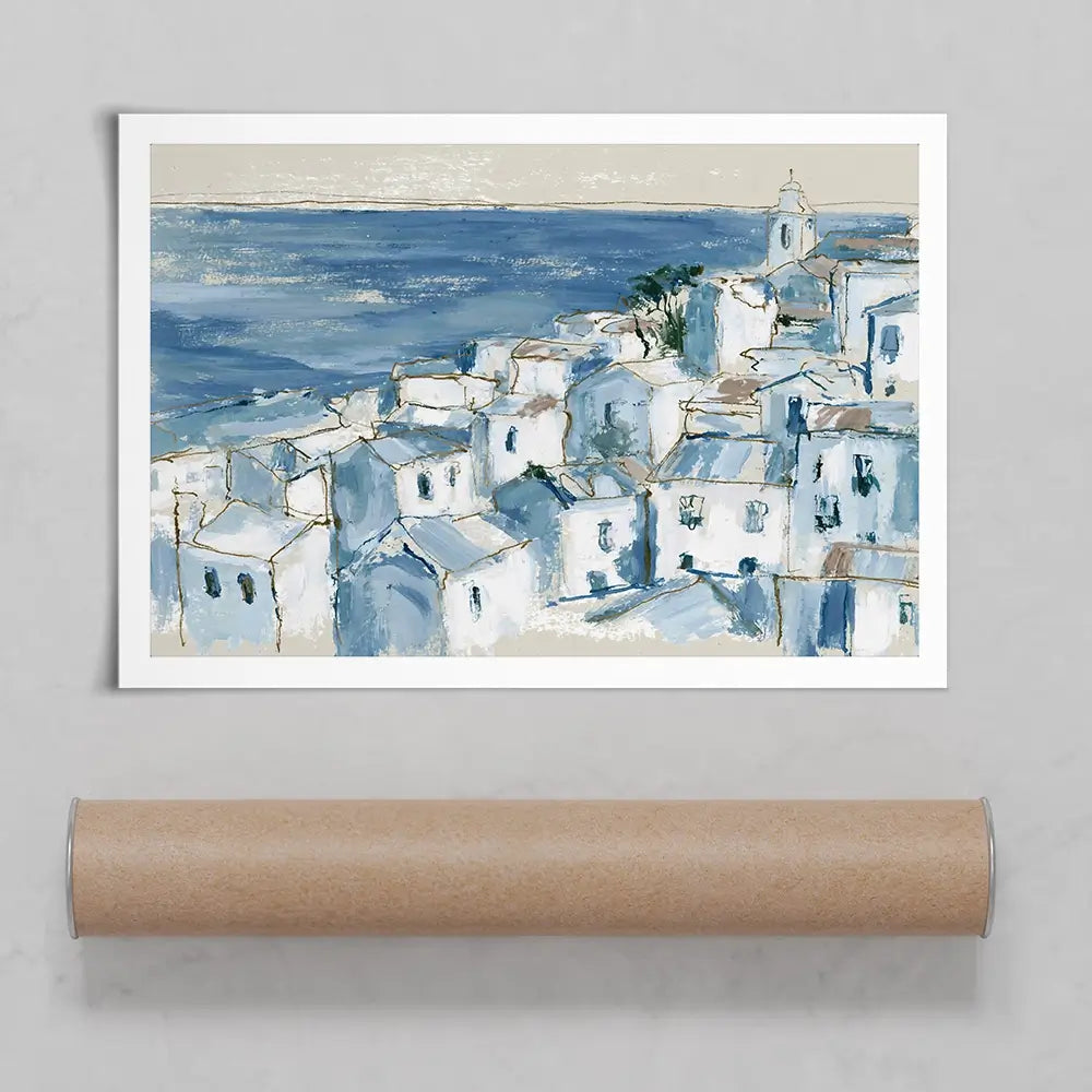 Coastal Village Above Sea Art Print Coastal Village Above Sea Art Print wall art product Chromatic Storm Studio