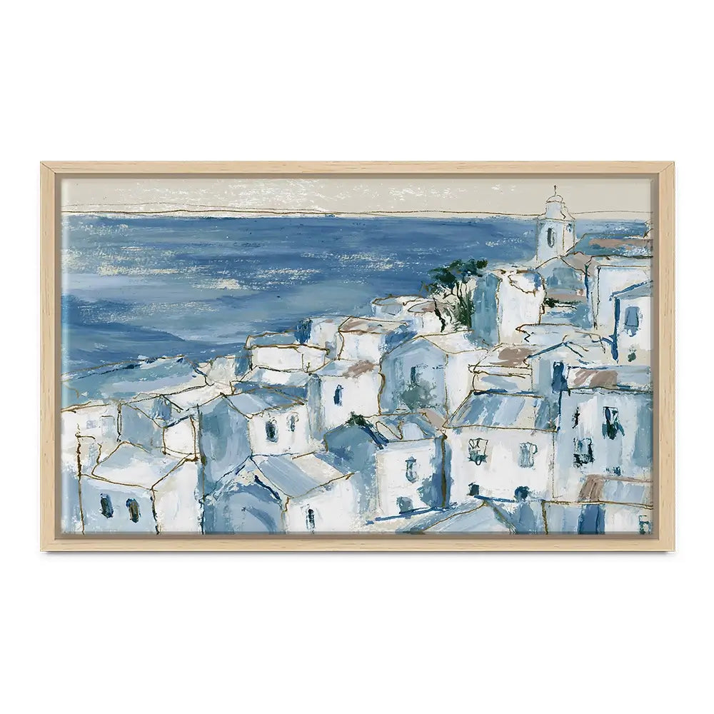 Coastal Village Above Sea Canvas Print Coastal Village Above Sea Canvas Print wall art product Chromatic Storm Studio
