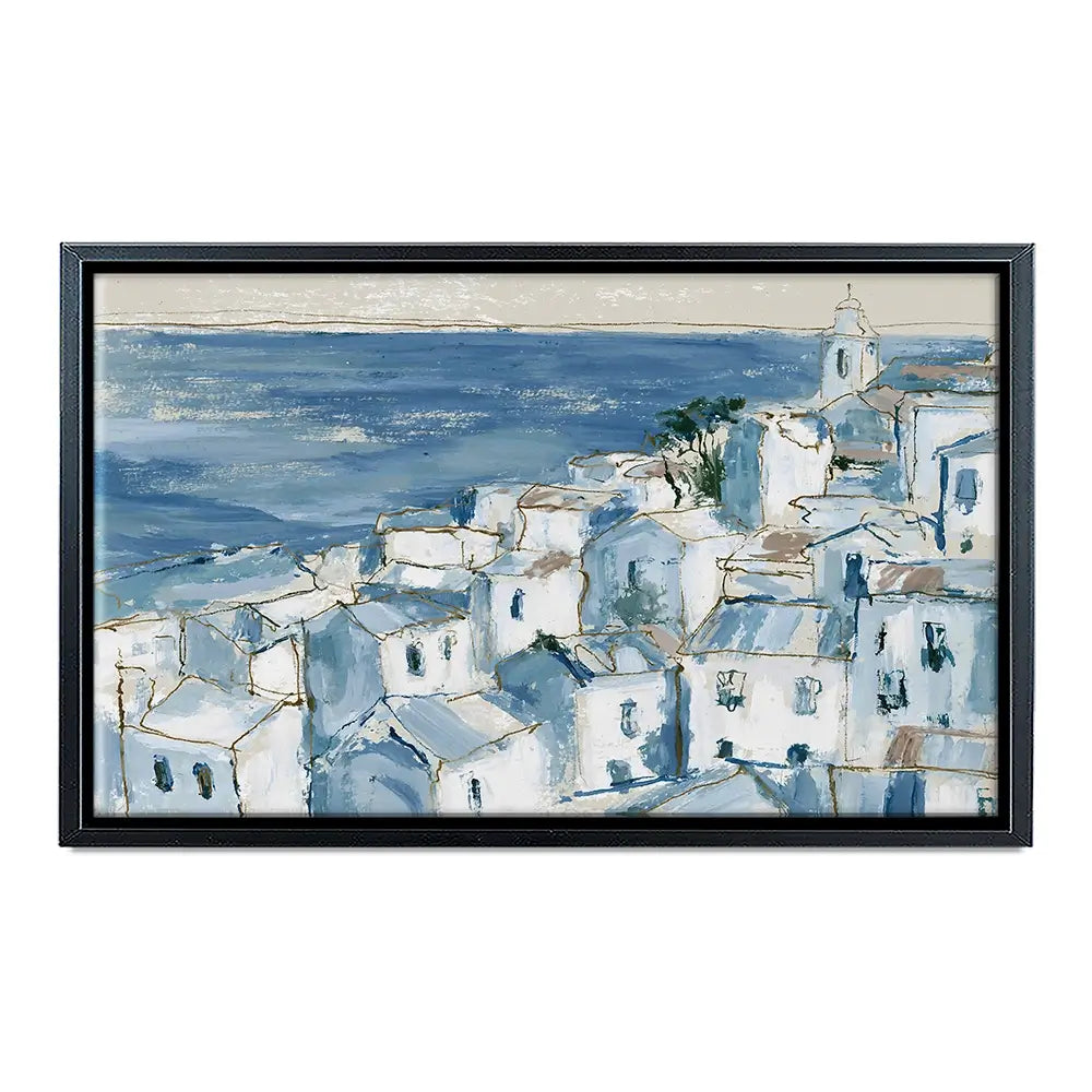Coastal Village Above Sea Canvas Print Coastal Village Above Sea Canvas Print wall art product Chromatic Storm Studio