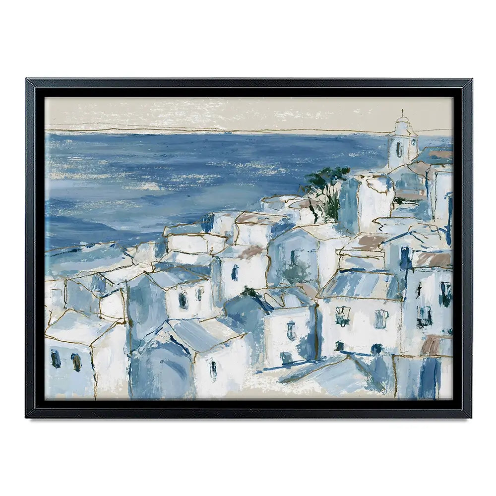 Coastal Village Above Sea Canvas Print Coastal Village Above Sea Canvas Print wall art product Chromatic Storm Studio