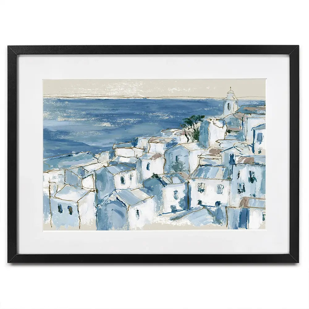 Coastal Village Above Sea Framed Art Print Coastal Village Above Sea Framed Art Print wall art product Chromatic Storm Studio