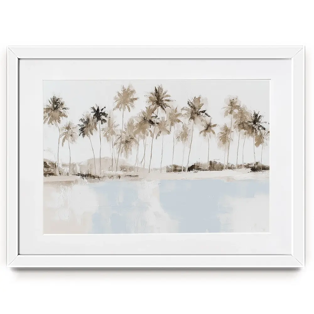 Coconut Palms Lagoon Framed Art Print Coconut Palms Lagoon Framed Art Print wall art product Chromatic Storm Studio