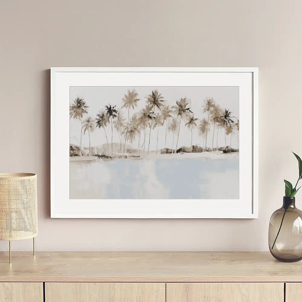 Coconut Palms Lagoon Framed Art Print Coconut Palms Lagoon Framed Art Print wall art product Chromatic Storm Studio