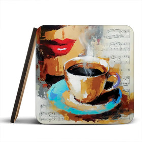 Coffee Cup And Musical Notes Coaster Set Coffee Cup And Musical Notes Coaster Set wall art product Leon Devenice
