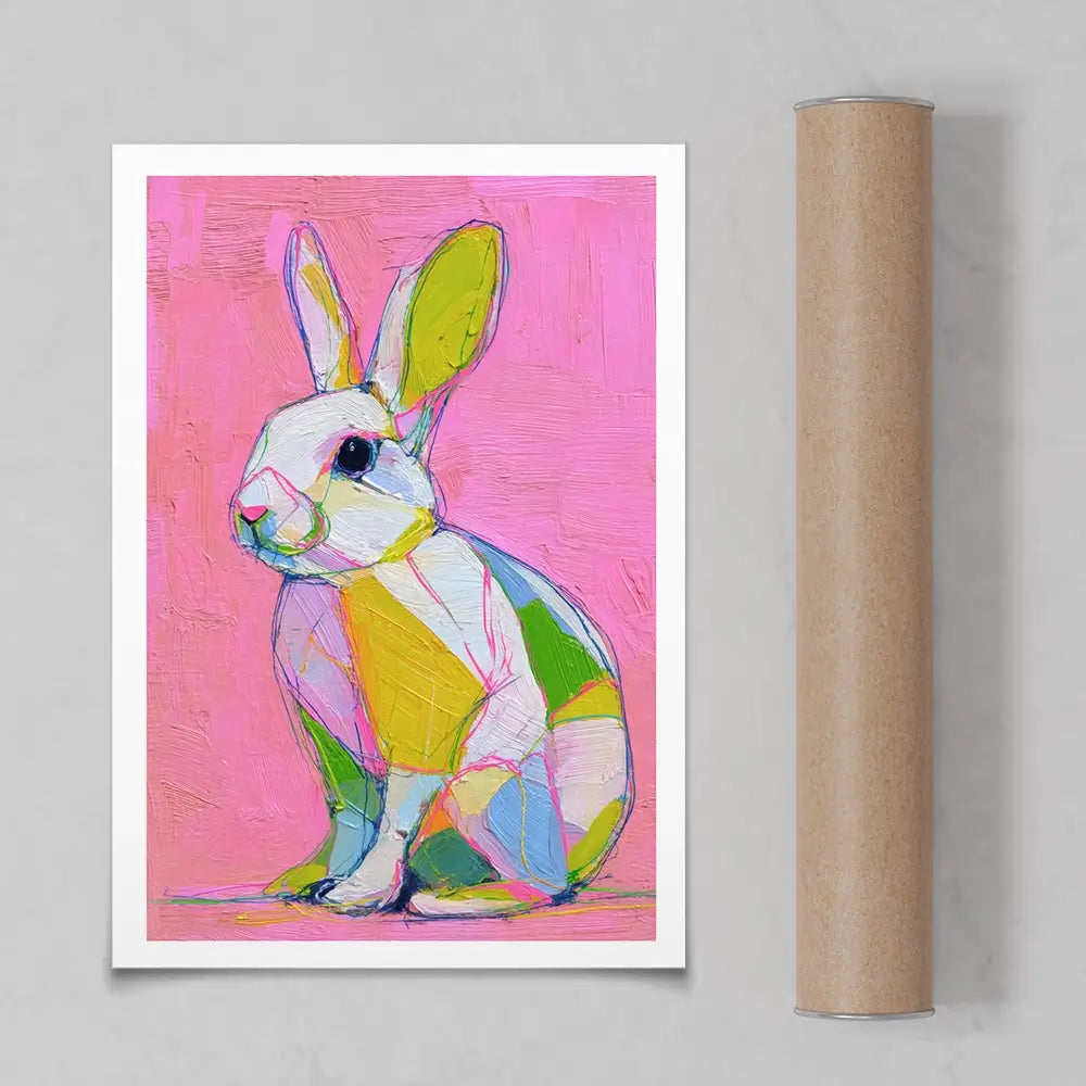 Colour Block Bunny Art Print Colour Block Bunny Art Print wall art product Petals Prints Design - Independent