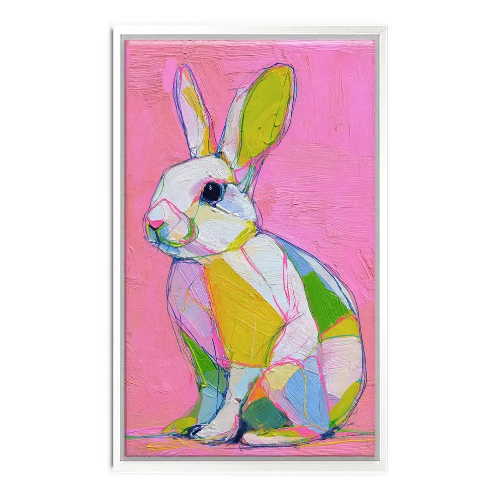 Colour Block Bunny Canvas Print Colour Block Bunny Canvas Print wall art product Petals Prints Design - Independent