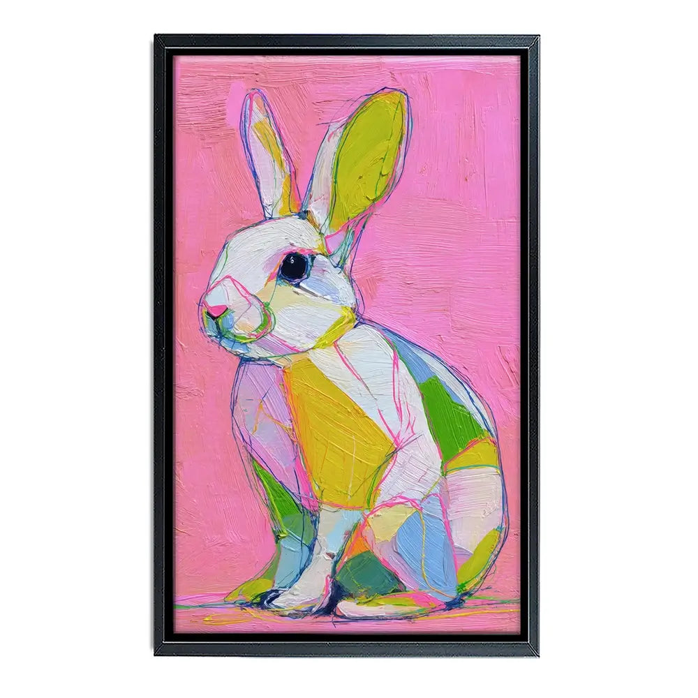 Colour Block Bunny Canvas Print Colour Block Bunny Canvas Print wall art product Petals Prints Design - Independent