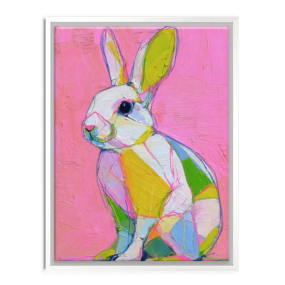Colour Block Bunny Canvas Print Colour Block Bunny Canvas Print wall art product Petals Prints Design - Independent