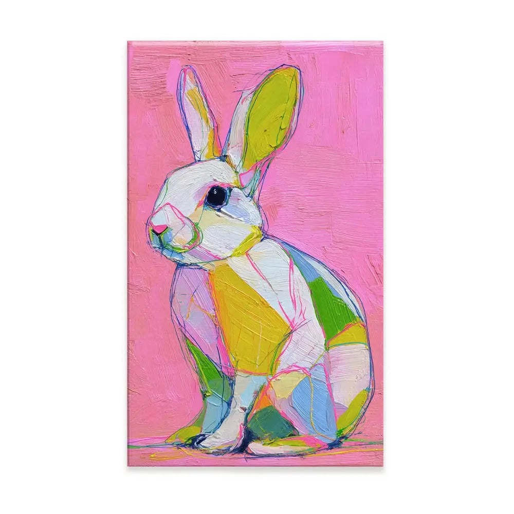 Colour Block Bunny Canvas Print Colour Block Bunny Canvas Print wall art product Petals Prints Design - Independent