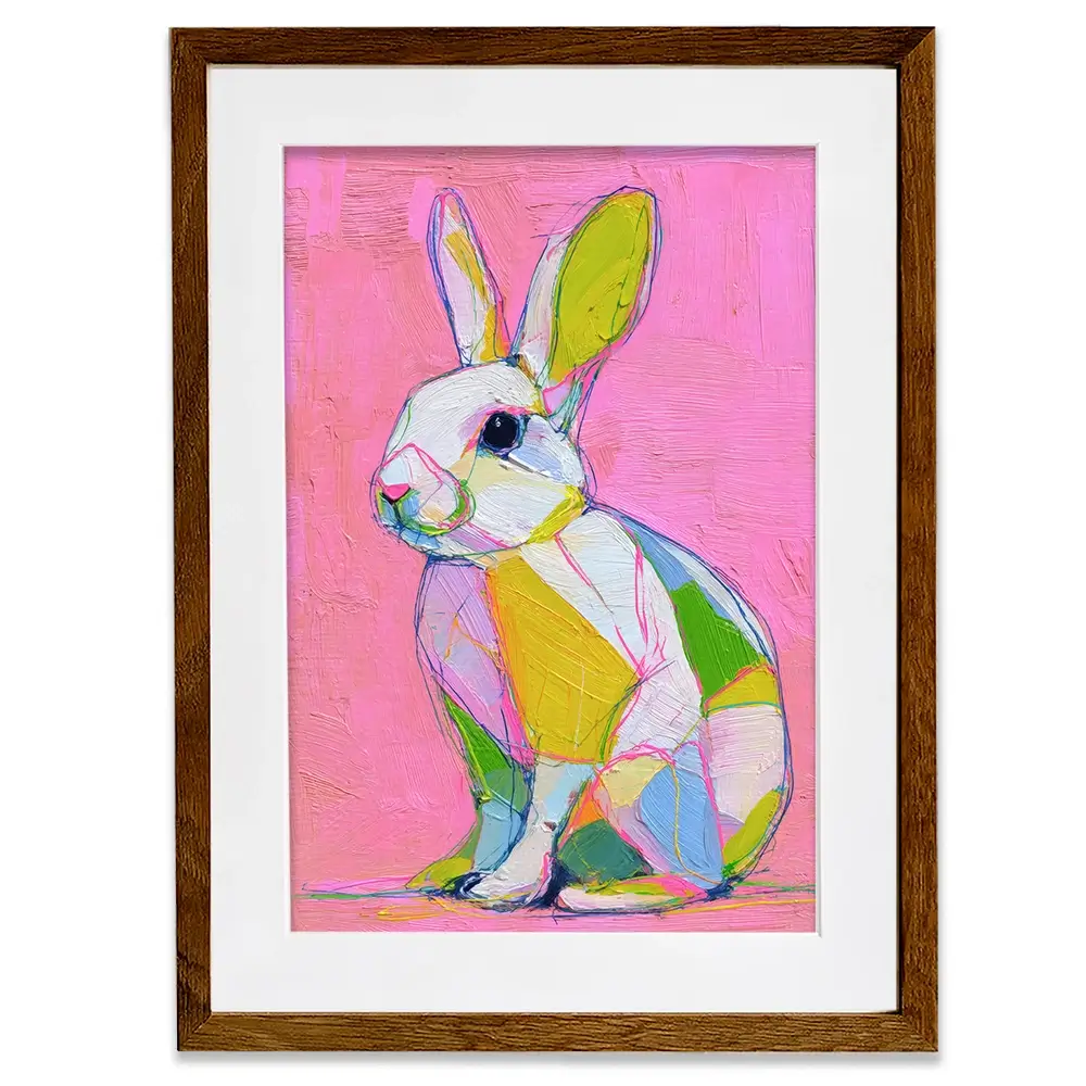 Colour Block Bunny Framed Art Print Colour Block Bunny Framed Art Print wall art product Petals Prints Design - Independent