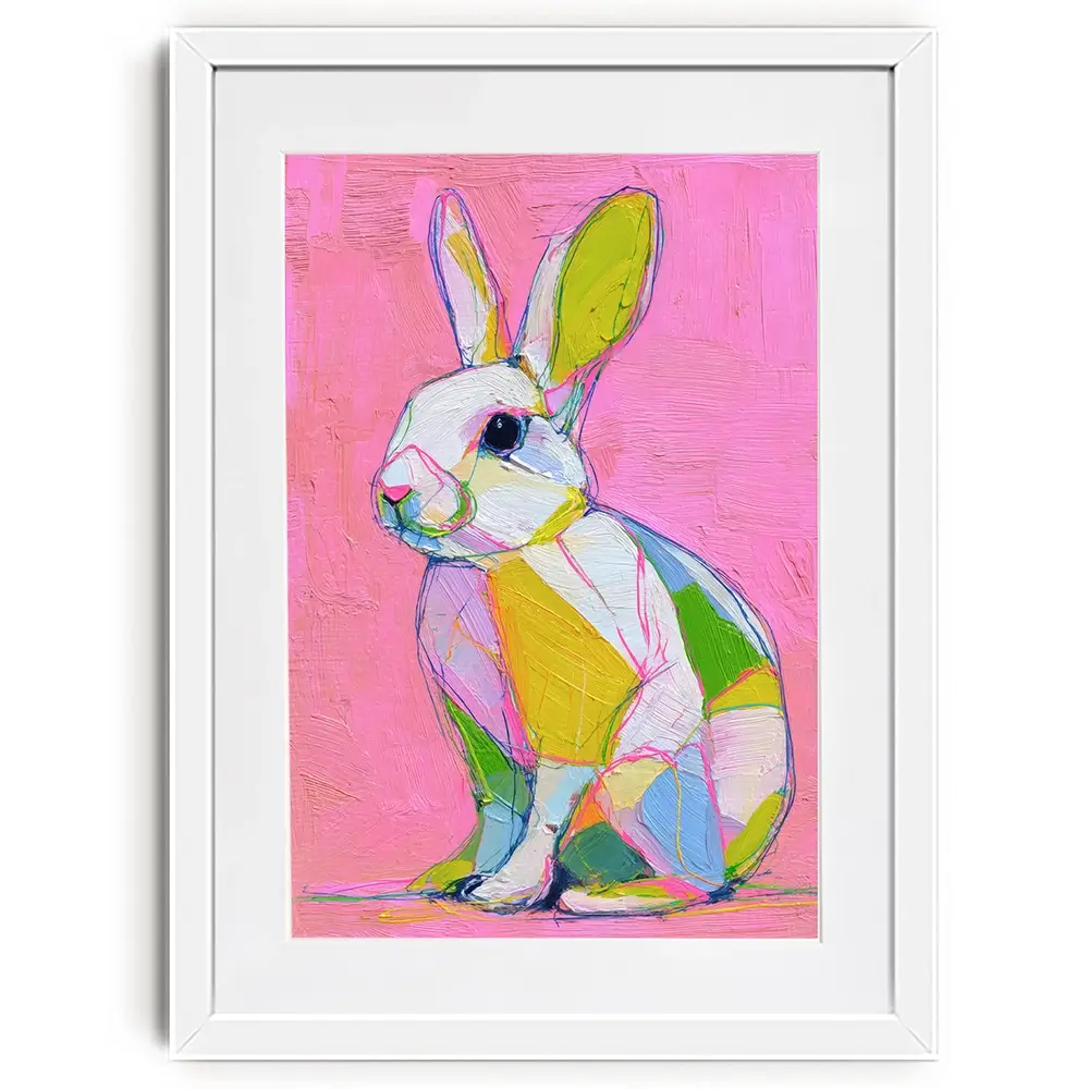 Colour Block Bunny Framed Art Print Colour Block Bunny Framed Art Print wall art product Petals Prints Design - Independent