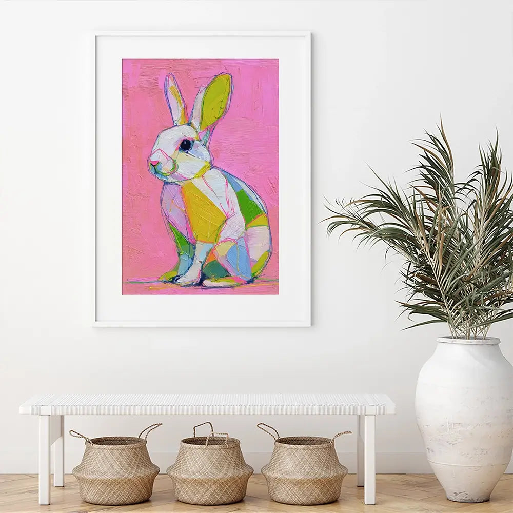 Colour Block Bunny Framed Art Print Colour Block Bunny Framed Art Print wall art product Petals Prints Design - Independent