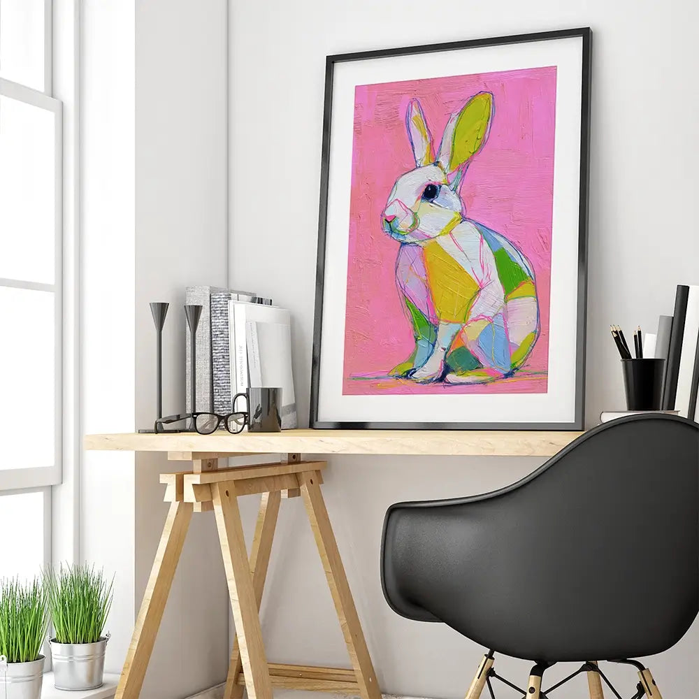 Colour Block Bunny Framed Art Print Colour Block Bunny Framed Art Print wall art product Petals Prints Design - Independent