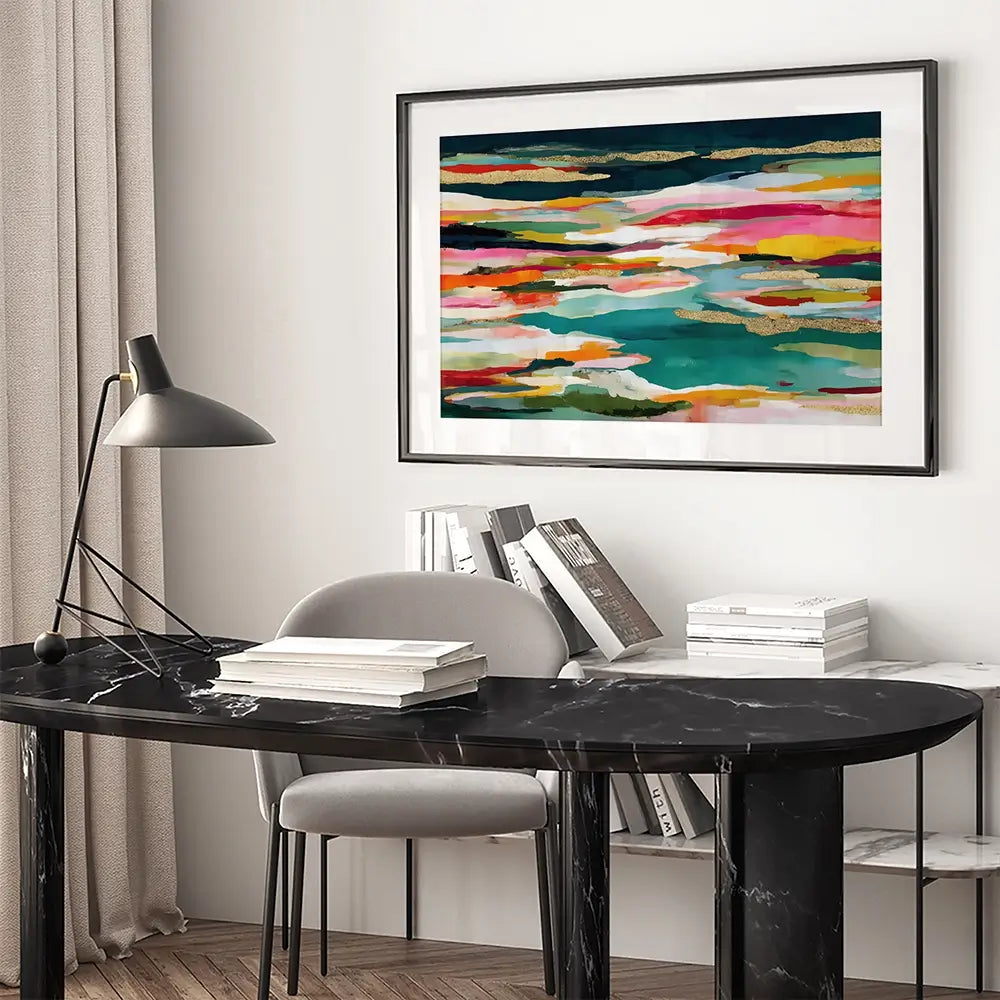 Colour Strata Gold Framed Art Print Colour Strata Gold Framed Art Print wall art product Chromatic Storm Studio
