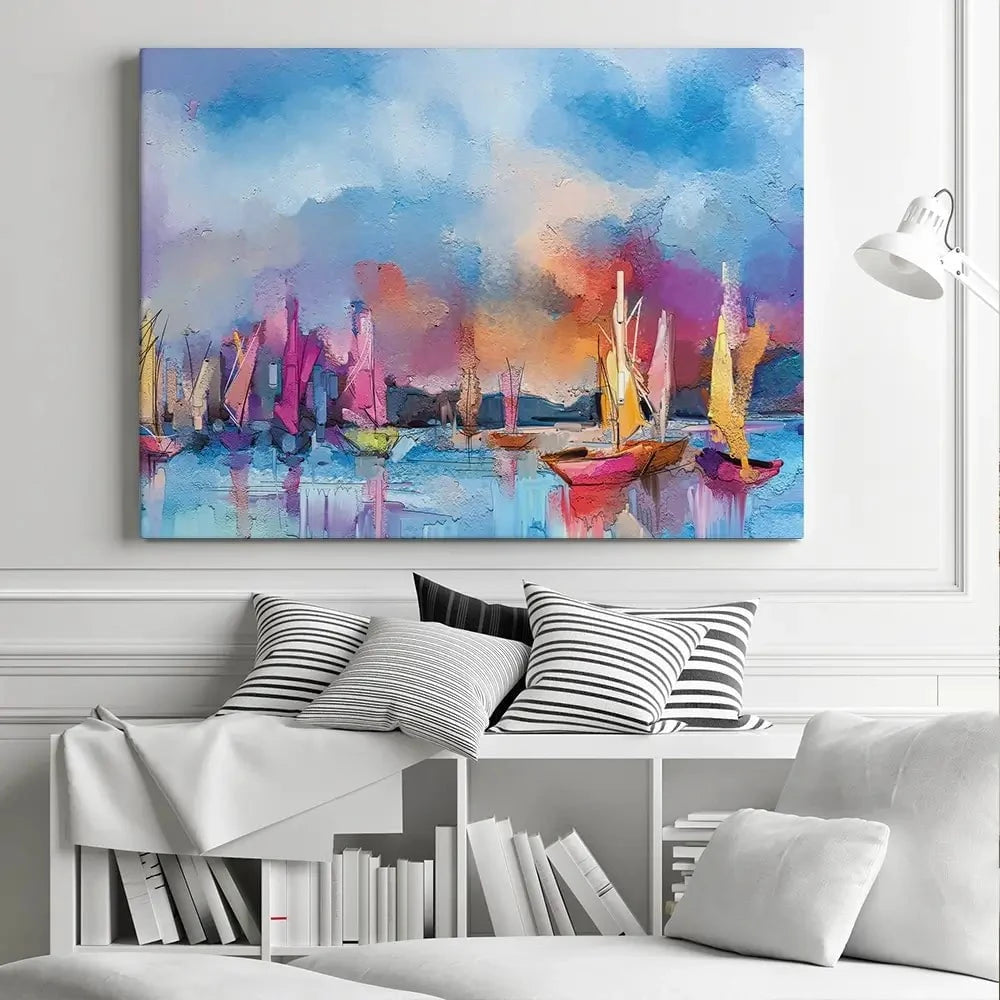 Coloured Boats Canvas Print Coloured Boats Canvas Print wall art product pluie_r / Shutterstock